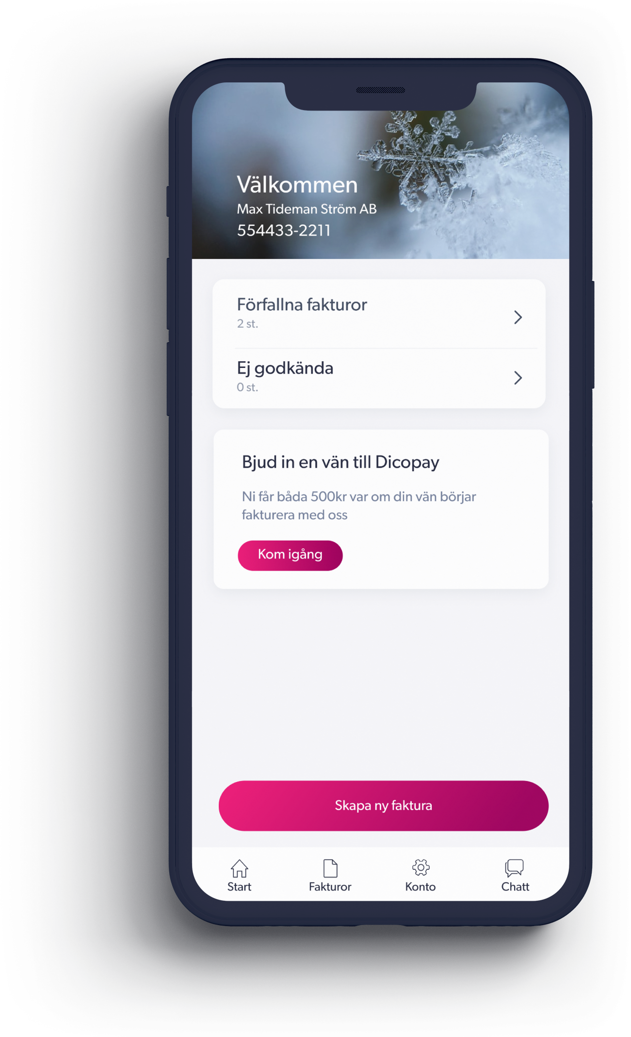 Dicopay-appen i en mobiltelefon
